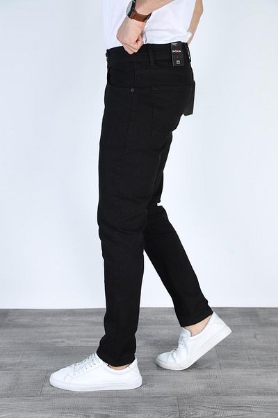Ofzensport   Skinny Fit Men's Jeans - Straight Black with Lycra