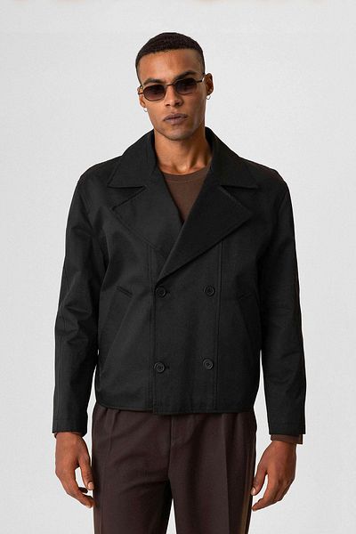 Antioch Black Crop Fit Men's Trench Coat