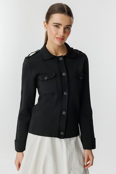 Hooopstore Mercerized Black Cardigan with Pocket Flaps