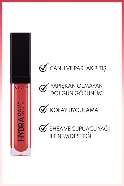 NOTE Hydramoist Lipgloss Moisturizing Lip Gloss - 08 Party Mood - Red