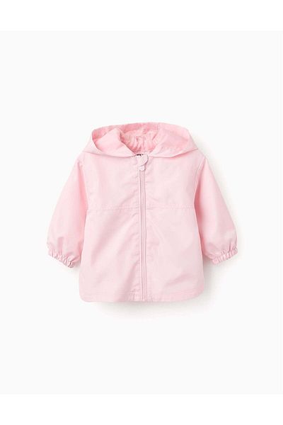 Ziddy Hooded Windbreaker Jacket for Baby Girls, Pink