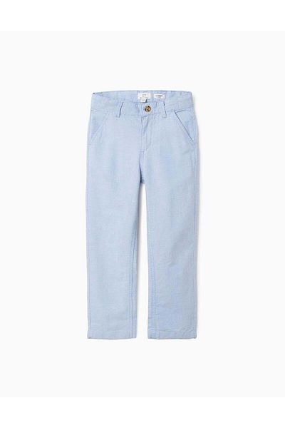 Ziddy Trousers in Oxford Cotton for Boys 'Slim', Light Blue