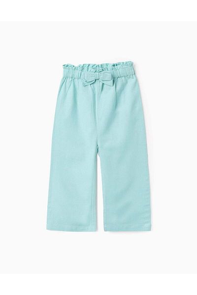 Ziddy Cotton and Linen Trousers for Baby Girls, Light Blue