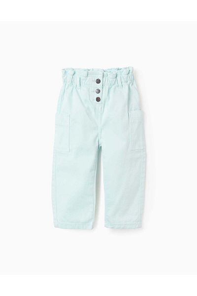 Ziddy Twill Cargo Trousers for Baby Girls 'Paperbag', Blue