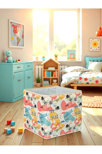 PRENDİ HOME Snail Patterned Lidless Multi-Purpose Organizer Toy Storage Box 30X30X30
