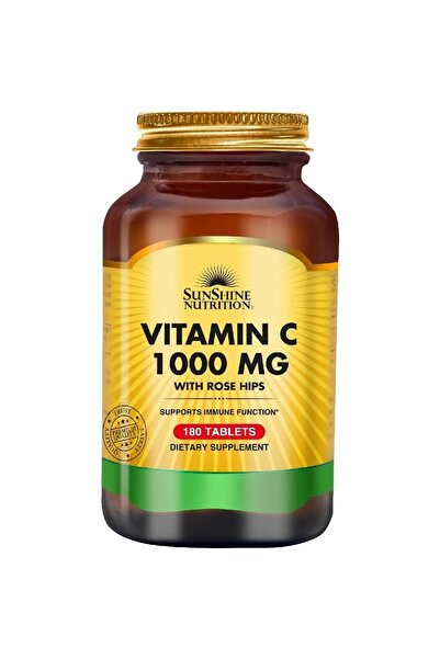 Sunshine Nutrition التغذية فيتامين سي 1000 ملغ مع ثمر الورد، 180 قرصًا