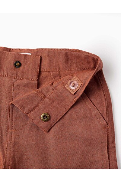 Ziddy Cotton and Linen Chino Trousers for Baby Boys, Brown