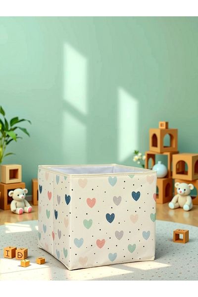 PRENDİ HOME Healt Patterned Lidless Multi-Purpose Organizer Toy Storage Box 30X30X30