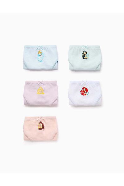 Ziddy Pack of 5 Briefs for Girls 'Disney Princesses', Multicolour