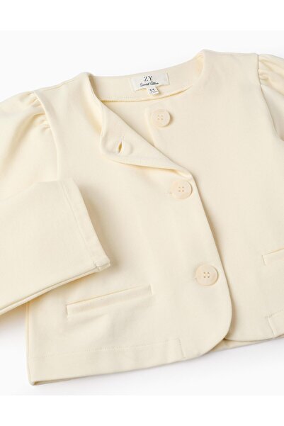 Ziddy Classic Jacket for Girls, Cream