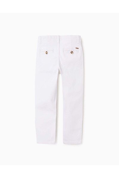 Ziddy Slim Twill Chino Trousers for Boys, White