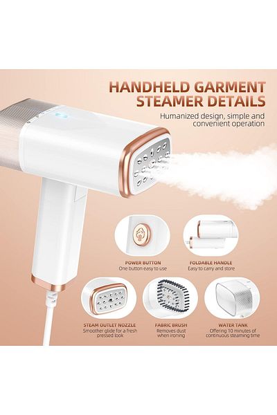 COOYA Handheld Garment Steamer,1000W Foldable with Detachable Water Tank for Home,Travel,White