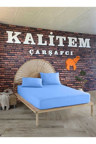 kalitem çarşafçı Navy Blue Combed Cotton Sheet - 100% Cotton, Elastic, All Size