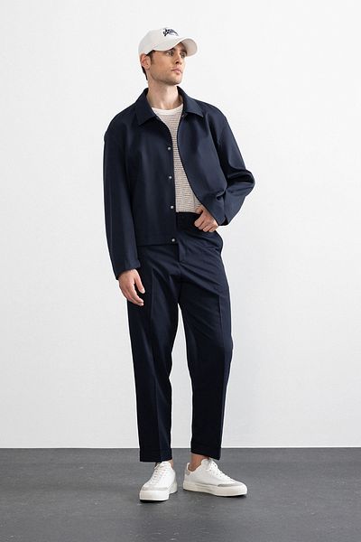 Antioch Navy Blue Hidden Button Seasonal Relax Fit Men's Coat