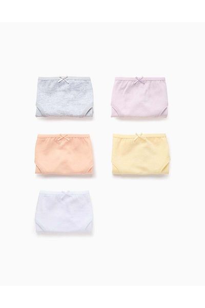 Ziddy Pack of 5 Plain Briefs for Girls, Multicolour