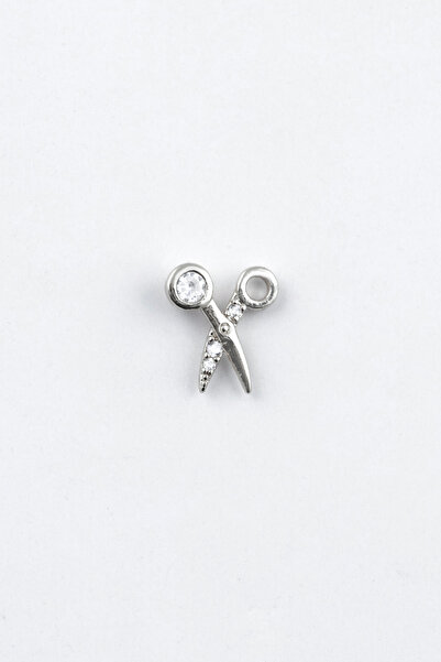 Sortie Aksesuar Makas Kuaför ve Berber Figürlü Zirkon Taşlı Paslanmaz Çelik Minimal Tragus Kıkırdak Küpe