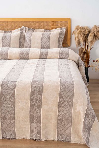 Rivaİstanbul Serena Cappucino Double Bed Cover Set 3 Piece Sleep & Dowry Set