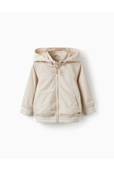 Ziddy Hooded Jacket with Removable Hood for Baby Boy, Beige