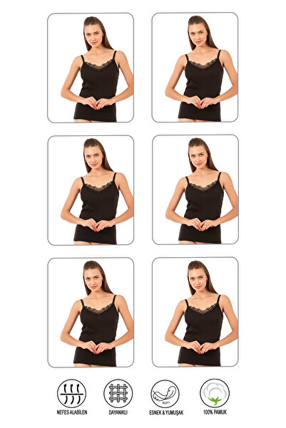 ÖZKAN underwear Özkan 0110 Πακέτο 6 Γυναικεία Ριμπ 100% Βαμβακερή Γκιπούρ Ευέ...