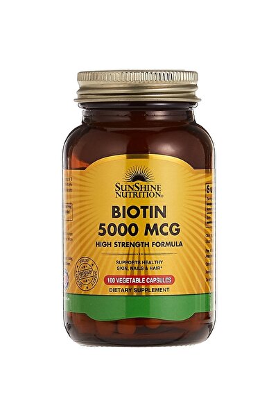 Sunshine Nutrition التغذية البيوتين 5000 ملغ، تركيبة عالية القوة - 100 كبسولة...