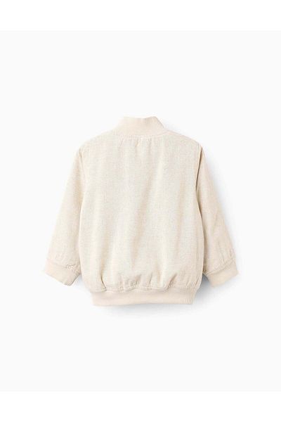 Ziddy Linen Bomber Jacket for Baby Boys, Beige