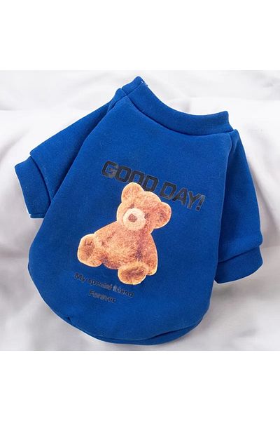 Lady Fify Blue Sweatshirt with Teddy Bear for Cat Dog