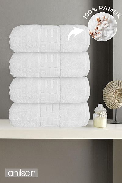 Anılsan 4-Piece Hotel Bath Towel - 70X140 Cm, 490 Gr, 100% Cotton, Spa and Hotel Towel, Suitable for Daily Use