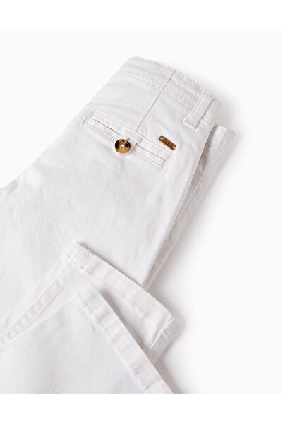 Ziddy Slim Twill Chino Trousers for Boys, White