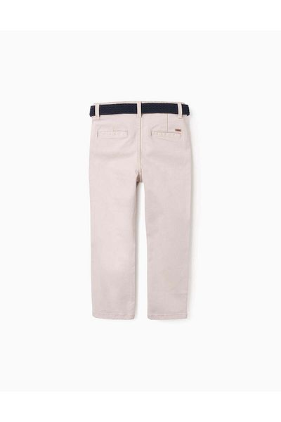 Ziddy Slim Chino Twill Trousers with Belt for Boys, Beige