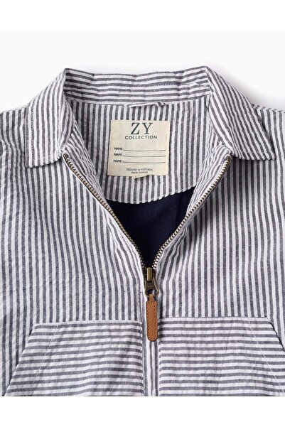 Ziddy Striped Seersucker Jacket for Boys, Blue/White