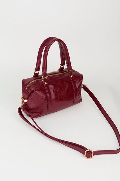 Vivaq Women's Burgundy Design Broken Shiny Leather Lined Zipper Closure Handbag and Shoulder Bag