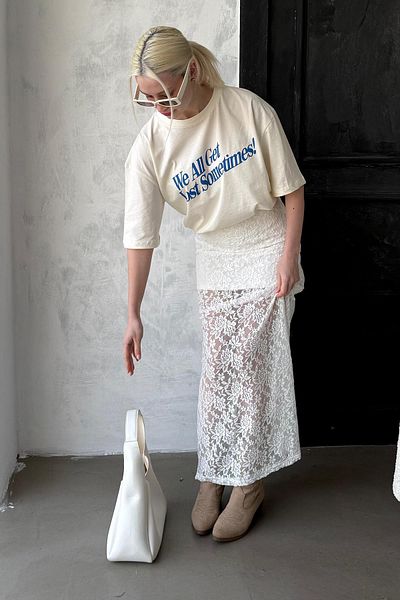 Madmext Weißer Spitzenrock für Damen Mg2338
