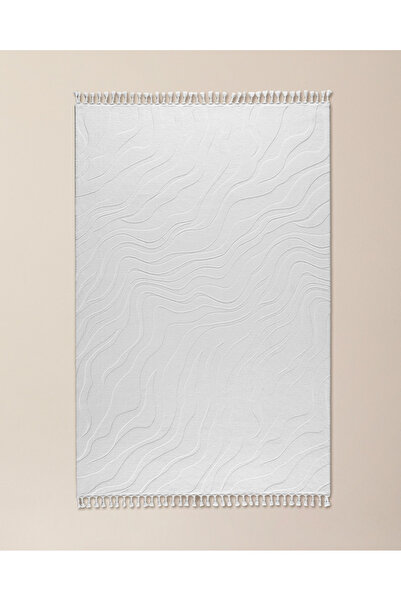 Madame Coco Pluie Rölyef Halı - Beyaz - 190x290 cm