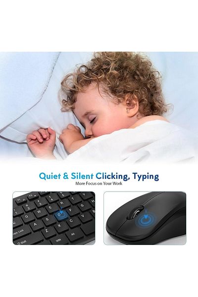 COOYA Wireless USB Keyboard and Mouse Combo , 2.4G Stable Connection,Ergonomic with Number Pad