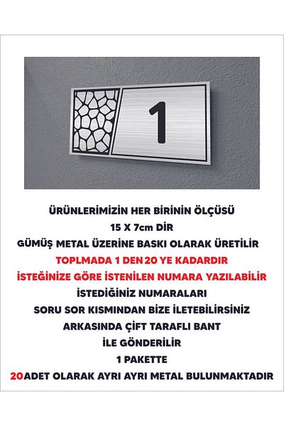 ALFA REKLAM AJANSI Hotel Door Table Apartment Door Silver Color Number 1 to 20 Ye