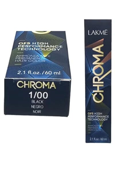 LAKMÉ صبغة شعر دائمة خالية من الأمونيا كروما من 1/00اسود 60مل