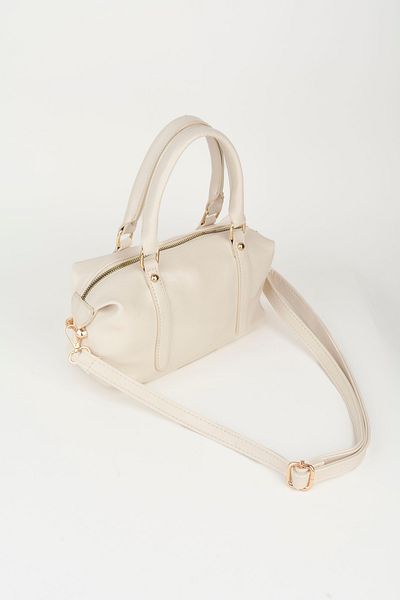 Vivaq Women's Cream Design Broken Shiny Leather Lined Zipper Closure Hand Arm and Shoulder Bag