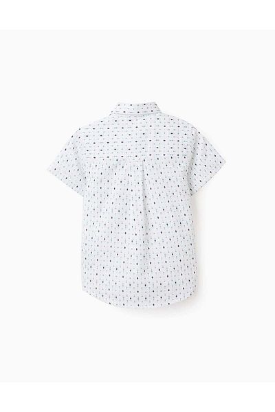 Ziddy Short-sleeved Shirt with Pattern for Baby Boys, White