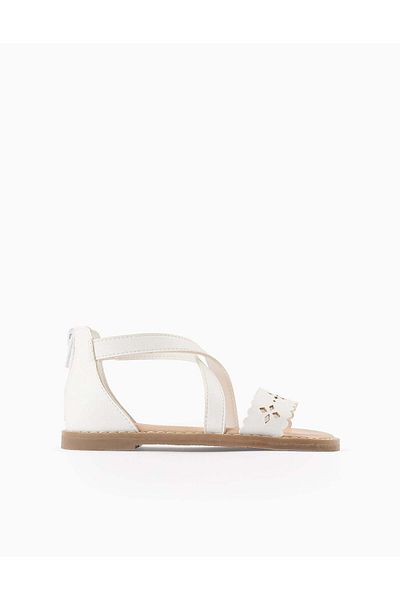 Ziddy Sandals with Perforations for Girls, White
