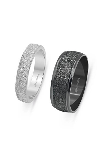 Lilarote Pırlanta Mat Toprak Desenli Alyans 14 Ayar