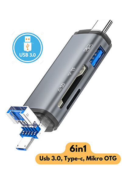Abbruch Usb 3.0 Typec Mikro OTG Hızlı Dosya Aktarımı Çevirici Dönüştürücü Sd Kart Okuyucu
