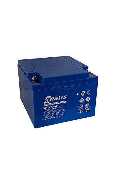 ORBUS 12V 28 AH ENGELLİ ARAÇ AKÜSÜ JEL (166*177*126) (YATAY) (8,3 KG) TSE'Lİ