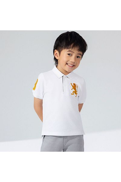 Giordano Kids' Lion Polo: 3D Embroidery, Comfort Piqué, Classic Style