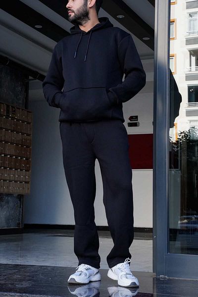 EydaMoon Men's Bottom-Top Suit 3 Thread Raster Relaxed Fit Tracksuit Set
