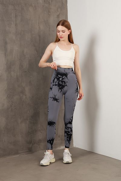 Miss Prova Seamless Push-Up Gathering Tie-Dye Pattern Sports Leggings Missta1816