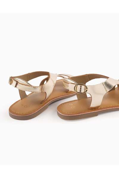 Ziddy Leather Strap Sandals for Girls, Gold