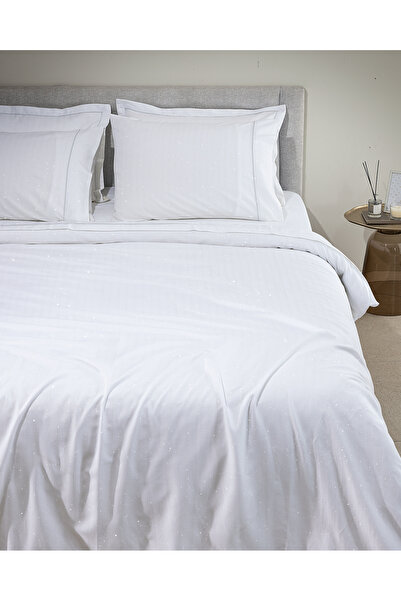 Madame Coco White/Silver 100% Cotton Lurex Satin Bedding Set