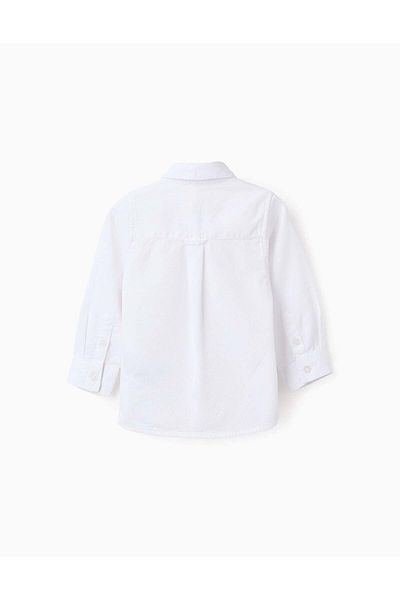 Ziddy Cotton Textured Shirt for Baby Boys, White