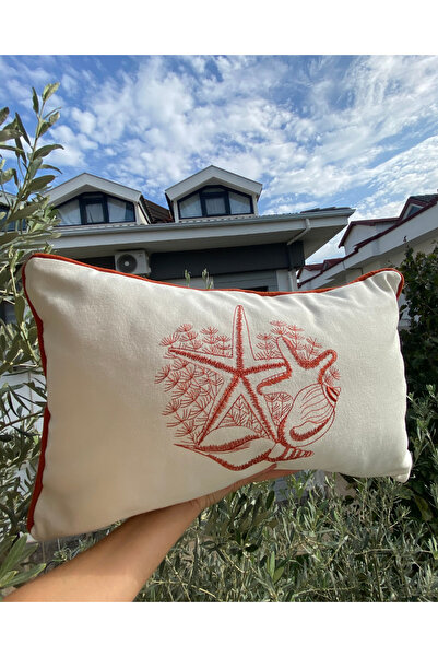 Elegancembroidery Marin Nakışlı Kırlent Kılıfı, 30 x 50 cm