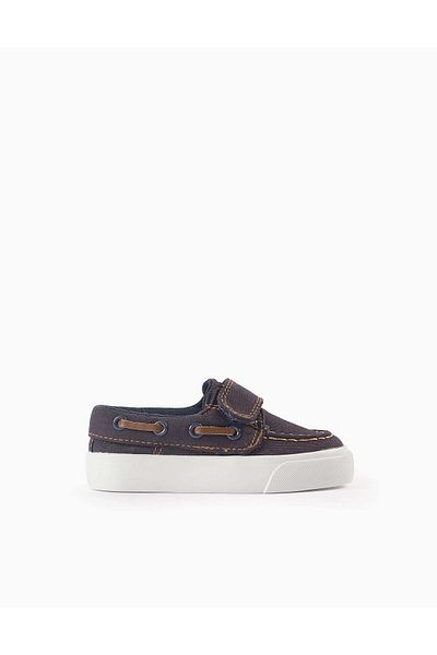 Ziddy Twill Deck Shoes for Baby Boys, Dark Blue